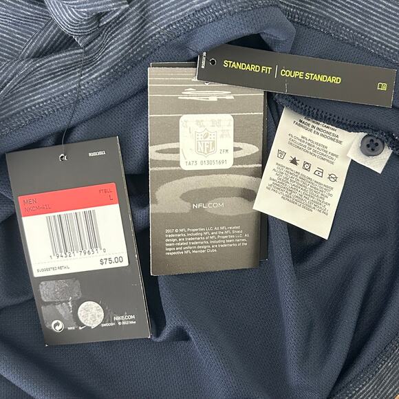 Nike NFL Houston Texans Stripe Dri-Fit Polo Shirt in Navy Blue - Picture 9 of 10